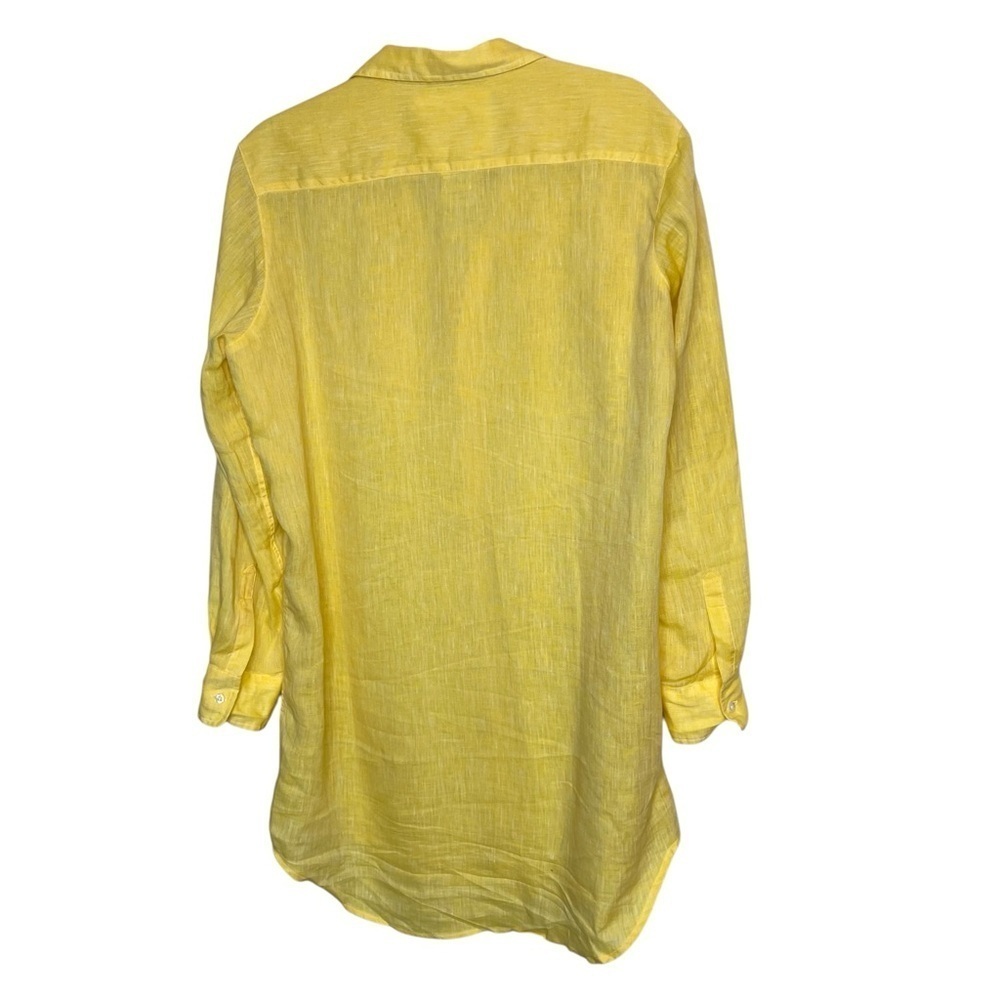Frank & Eileen Linen Mary Shirt dress Bright Yellow Size Small Casual Resortwear - Picture 7 of 11